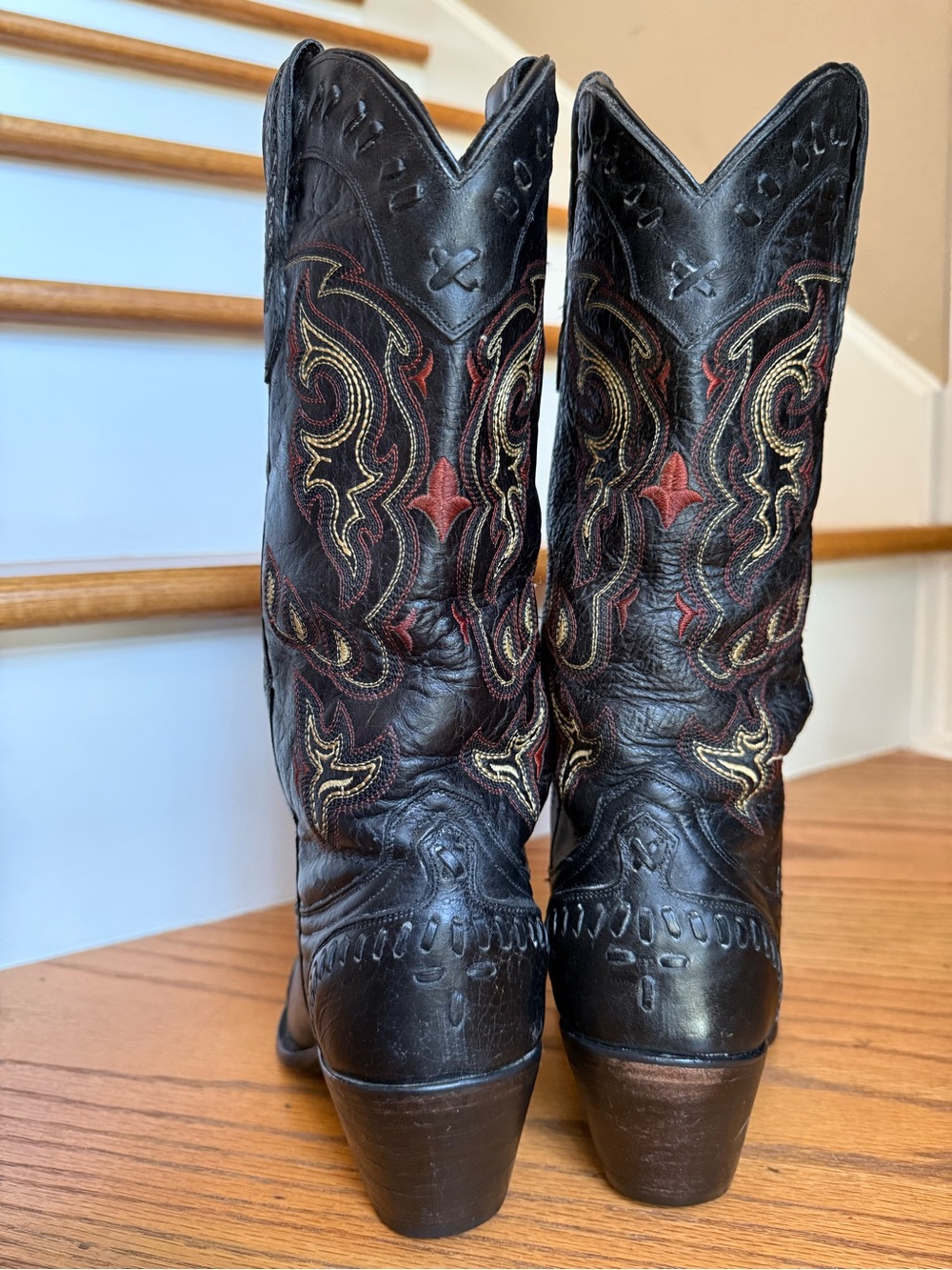 Lucchese Black Leather Western Cowboy Women's Boots Size: 8B Made In Mexico - Picture 2 of 16